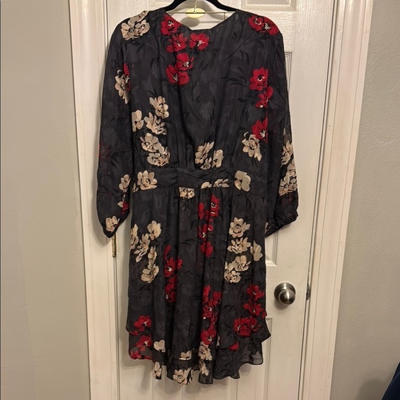 Torrid Red and Pink Wrap Sundress with Bishop Sleeves - Picture 6 of 13